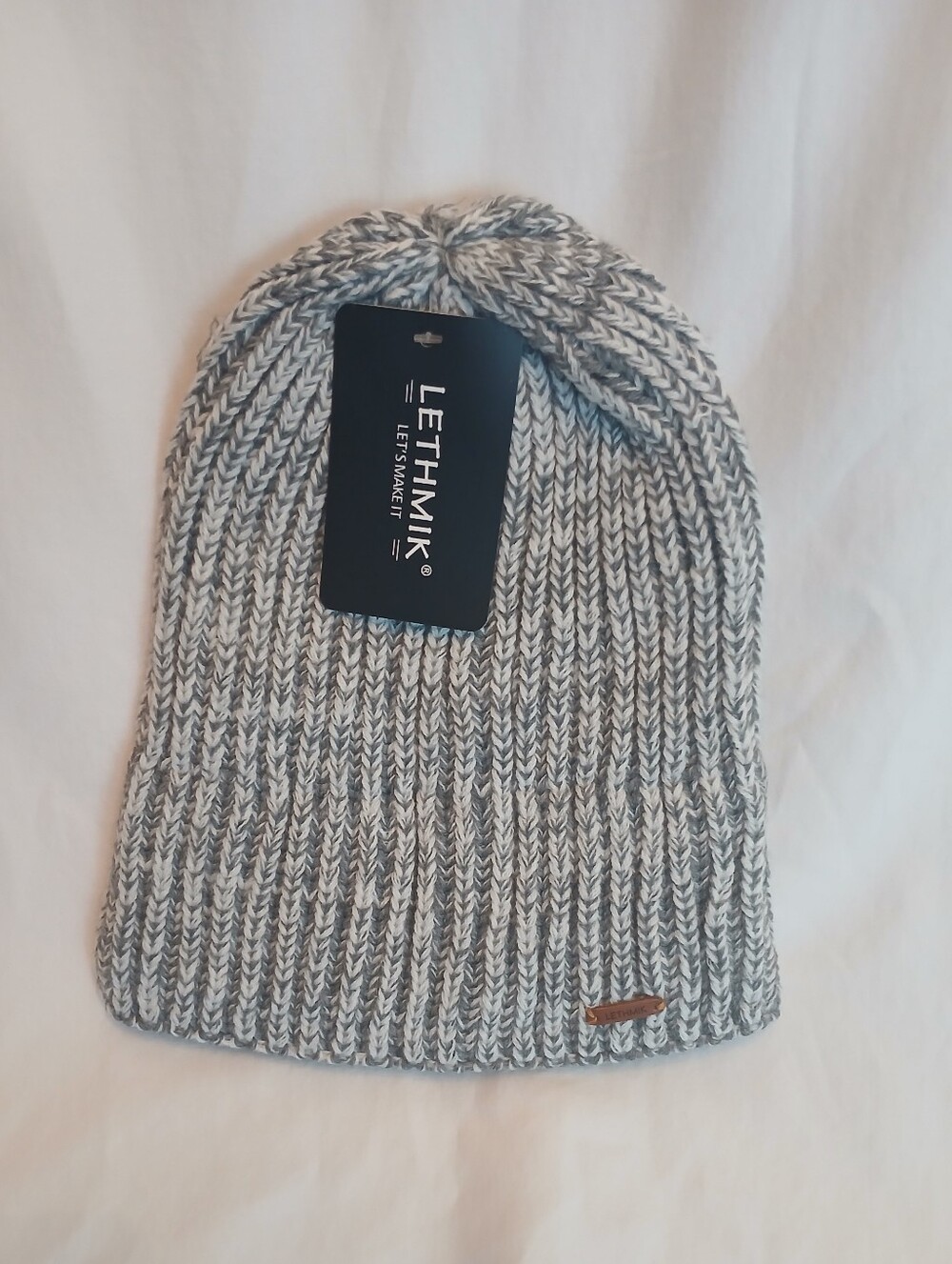 Gray Marled Knit Beanie Skull Cap OS New!